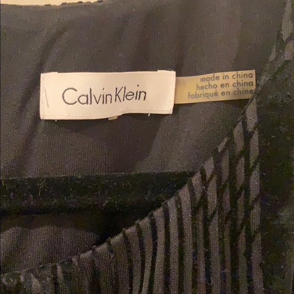 Calvin Klein black Velvet Flocked Flare Dress - Picture 4 of 4